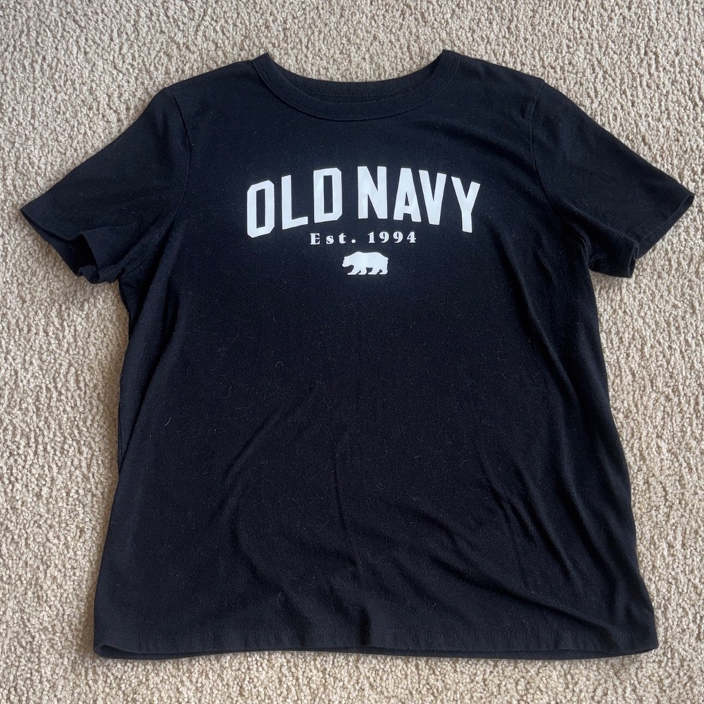 Old Navy Black Tee with White Logo